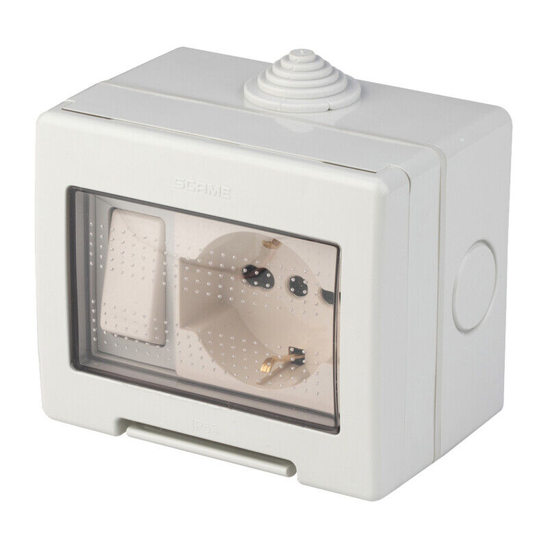 foto del prodotto polypool pp0170x cassetta esterna ip55 con pulsante presa bipasso schuko