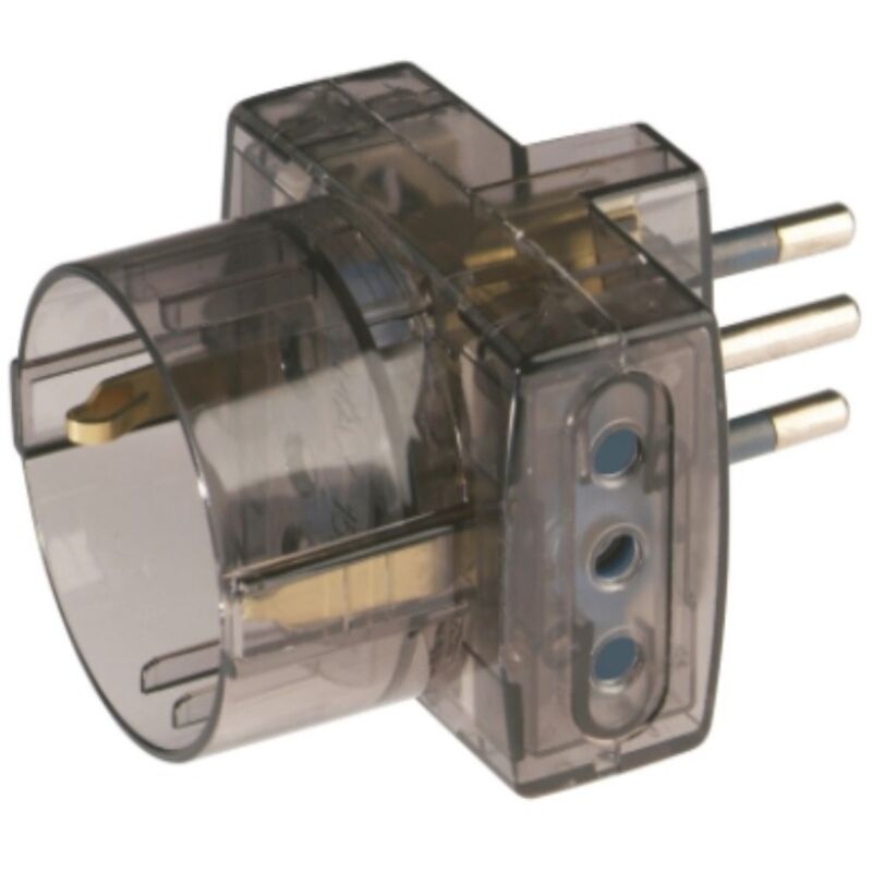 foto del prodotto polypool secur adattatore pluristandard con spina 10a 2p t 250v colore trasparente fume 