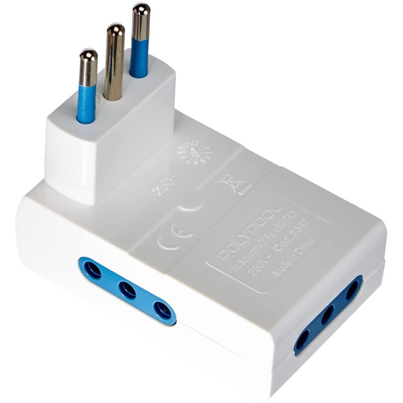 foto del prodotto polypool secur - adattatore salvaspaziospina con 3 prese 10a 2p t 250v - colore bianca