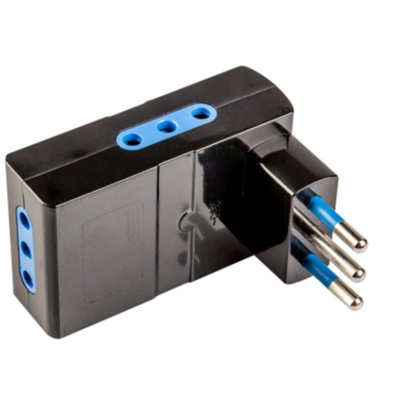 foto del prodotto polypool secur adattatore salvaspaziospina con 3 prese 10a 2p t 250v colore nera