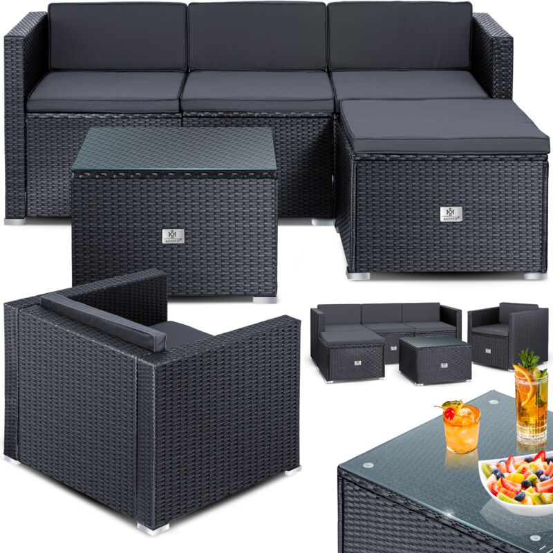 foto del prodotto polyrattan lounge aruba salotto da giardino per 4 5 persone set di mobili da giardino gruppo di sedute composto da divano da giardino a 3 posti