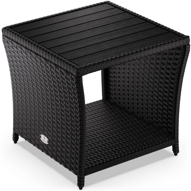 foto del prodotto polyrattan tavolino wpc piano del tavolo 45x45x40cm altezza regolabile resistente alle intemperie giardino esterno terrazza balcone tavolino da