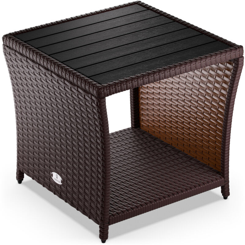 foto del prodotto polyrattan tavolino wpc piano del tavolo 45x45x40cm altezza regolabile resistente alle intemperie giardino esterno terrazza balcone tavolino da