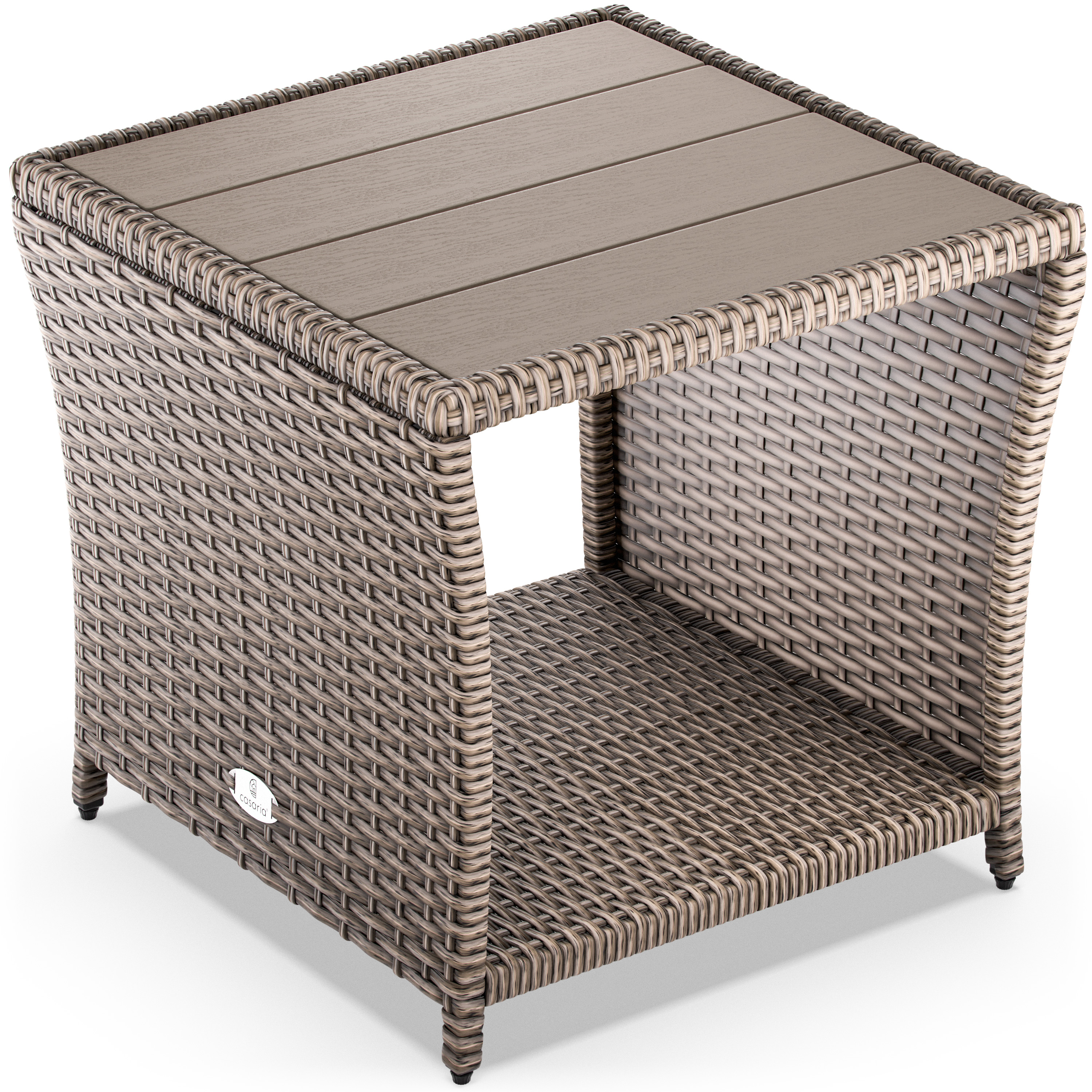 foto del prodotto polyrattan tavolino wpc piano del tavolo 45x45x40cm altezza regolabile resistente alle intemperie giardino esterno terrazza balcone tavolino da
