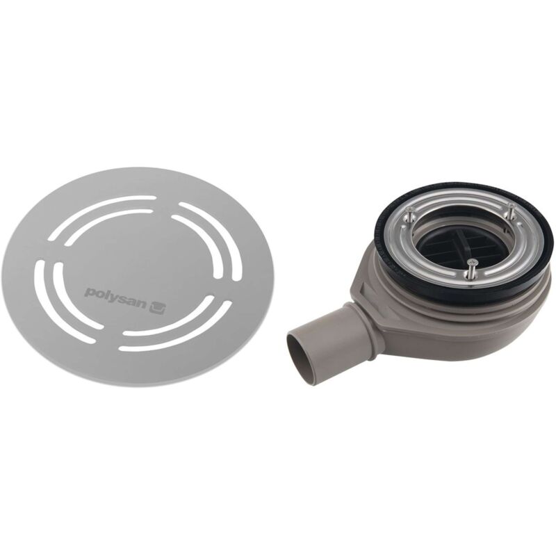 foto del prodotto polysan flexia sifone geberit per piatto doccia, diametro 90 mm, dn40, copriscarico rotondo in acciaio inox 17761