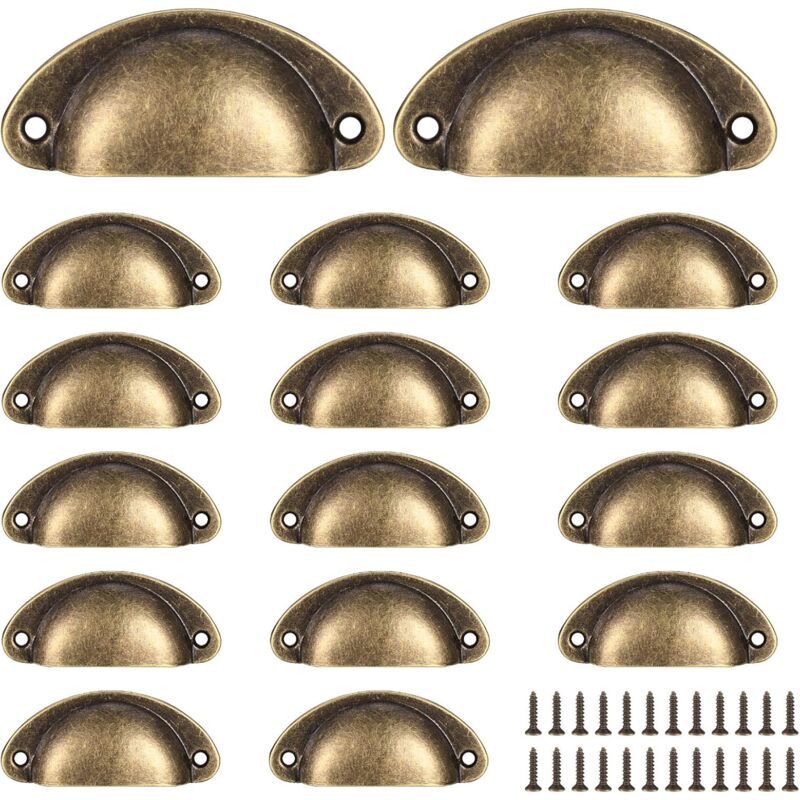 foto del prodotto pomelli e maniglie per mobili, 16 maniglie a conchiglia, maniglie per cassetti vintage