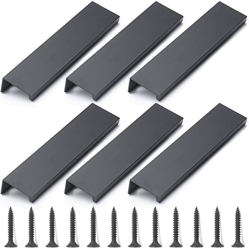 foto del prodotto pomelli e maniglie per mobili, 6 pezzi maniglie nere per mobili, maniglia invisibile per mobili 120 mm