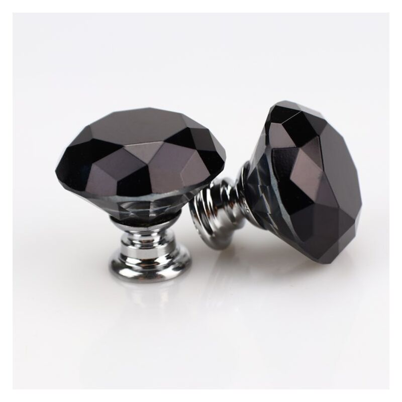 foto del prodotto pomelli per mobili a forma di diamante da 30 mm, maniglie per porte in cristallo, pomelli per cassetti e armadi, 10 pezzi nero sollbry