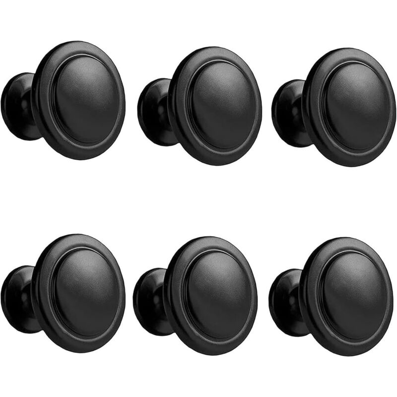 foto del prodotto pomelli per mobili in lega di alluminio nero, confezione da 6, pomelli per cassetti da cucina moderni, pomelli rotondi, facile installazione