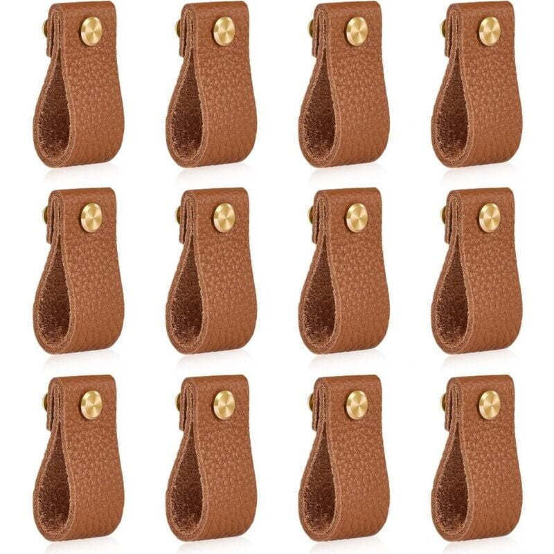 foto del prodotto pomelli per mobili in pelle da 12 x 153 mm, robusti pomelli per ante e cassetti di armadi, un regalo fantastico, marrone