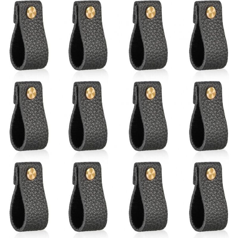 foto del prodotto pomelli per mobili in pelle nera, 12 x 146 mm, resistenti agli urti, per porte di armadi e cassetti, un regalo fantastico.