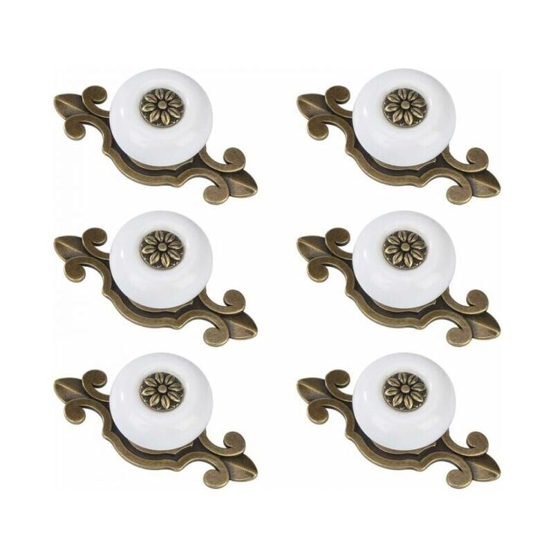 foto del prodotto pomelli per mobili in rame bianco, pomelli per cassetti in ceramica, pomelli per mobili vintage con viti in lega per maniglie per mobili