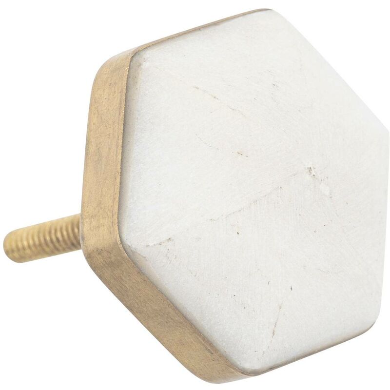 foto del prodotto pomelli per mobili x2 in marmo e ottone d4,2cm bianco atmosphera cr ateur d int rieur