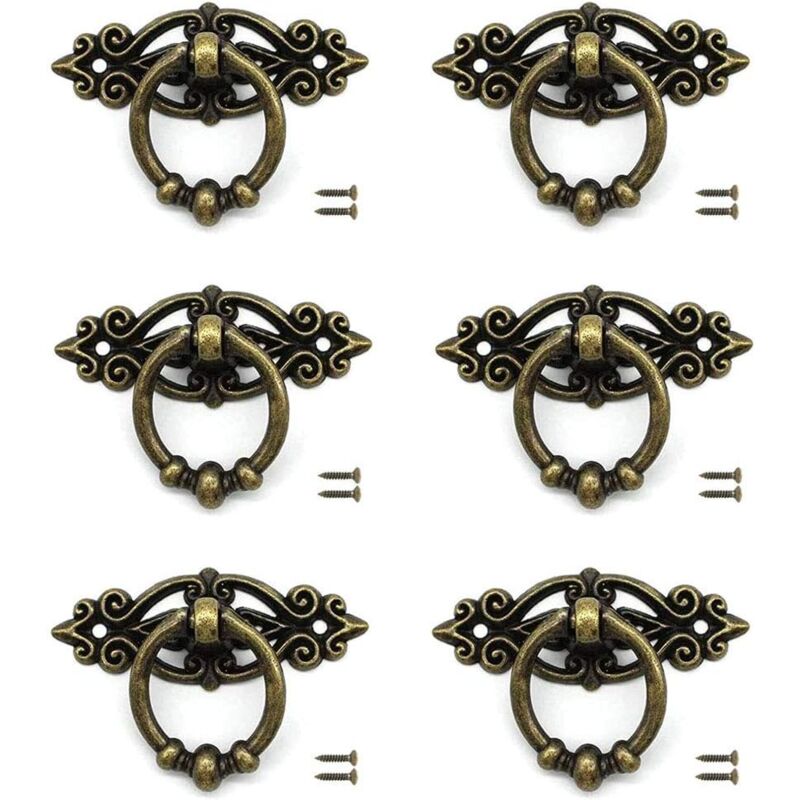 foto del prodotto pomelli per porte e cassetti, maniglie per mobili in bronzo con viti per armadi, cassetti e credenze in stile retrò. - bebusingoto