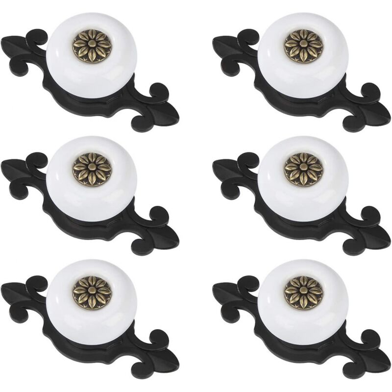 foto del prodotto pomelli per porte rotondi, pomelli per cassetti, maniglie per cassetti vintage, mobili, 6 pezzi, nero e bianco bebusingoto