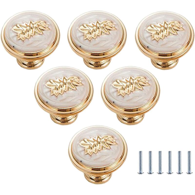 foto del prodotto pomelli rotondi in ottone per mobili, maniglie in ceramica per cassettiere, 28 mm, 6 pezzi