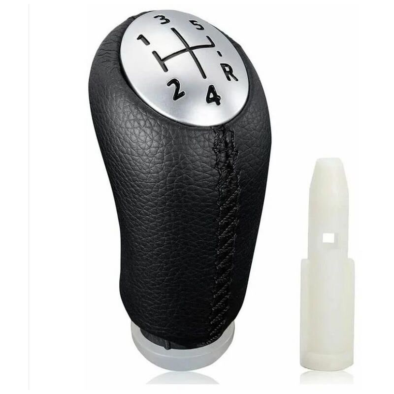 foto del prodotto pomello del cambio manuale in pelle nera per renault clio iii 2005 09, megane 2 laguna 2003 09 stile e comfort per la tua auto