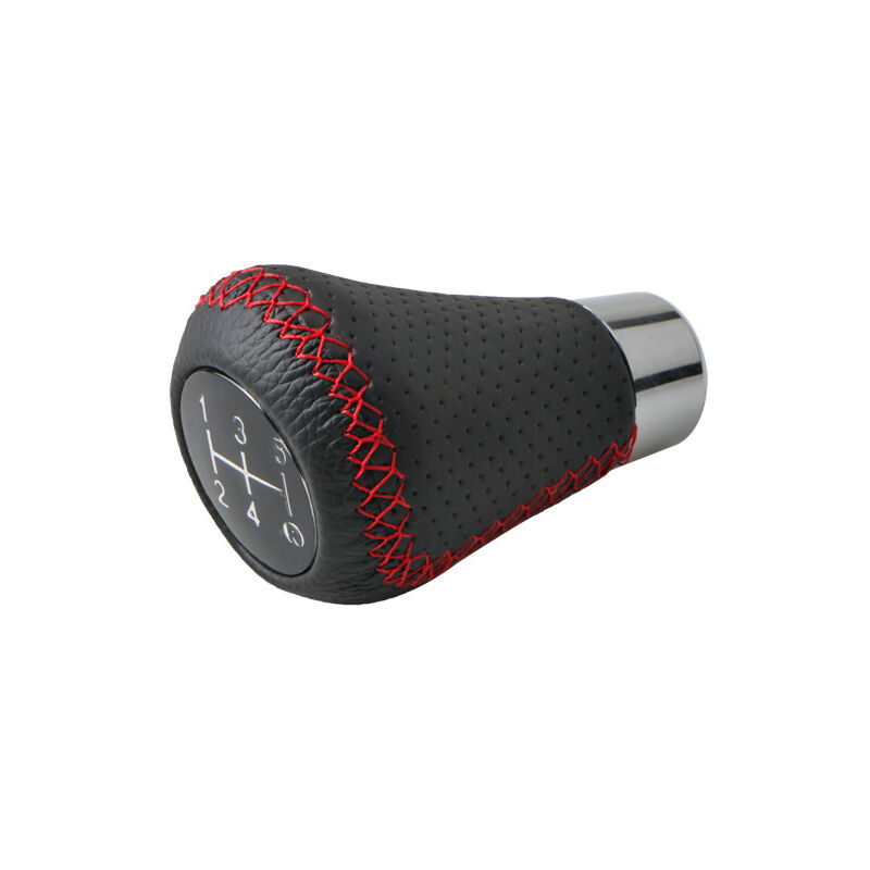 foto del prodotto pomello del cambio manuale universale in pelle a 5 velocit con cuciture rosse sollbry