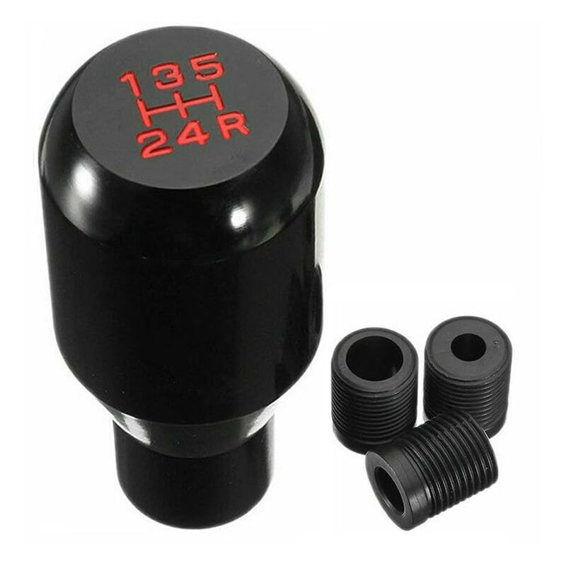 foto del prodotto pomello del cambio, pomello del cambio universale a 5 velocit , pomello del cambio manuale in metallo cromato con 3 adattatori 8mm 10mm 12mm per auto