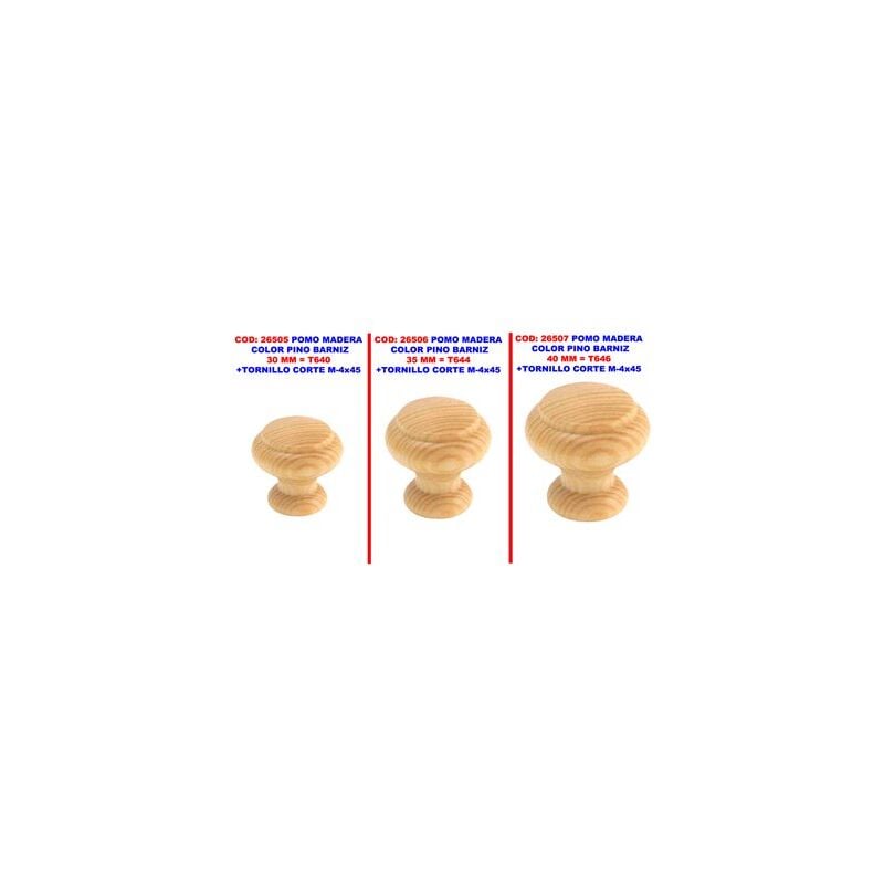 foto del prodotto pomello in legno pino verniciato colore 40 mmt646