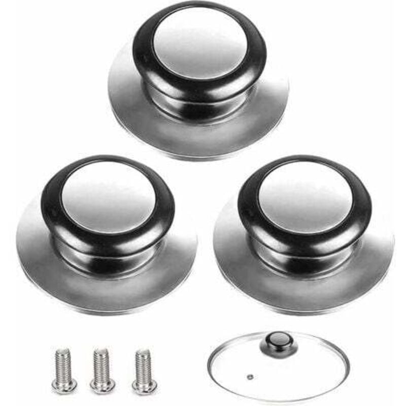 foto del prodotto pomello per coperchio, 3 pezzi, maniglia per coperchio pentola, adatto per maniglia per coperchio in vetro, coperchio pentola in acciaio