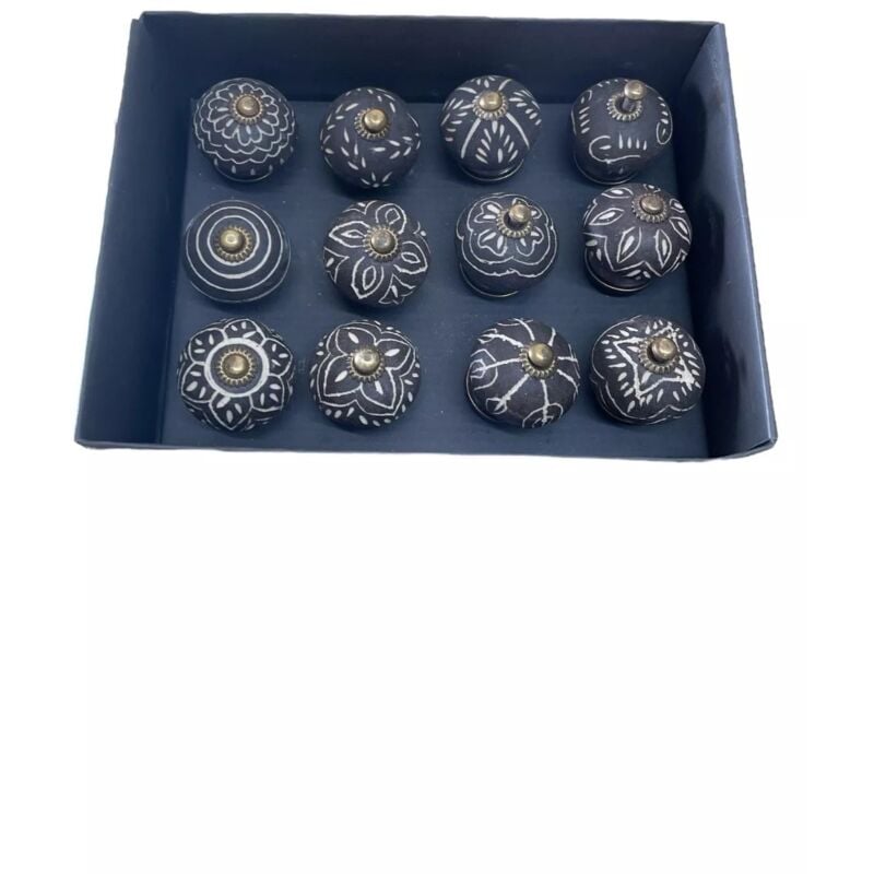 foto del prodotto pomello per porta, 7.5x16x22 cm, colore nero e crema, casa, decorazioni casa