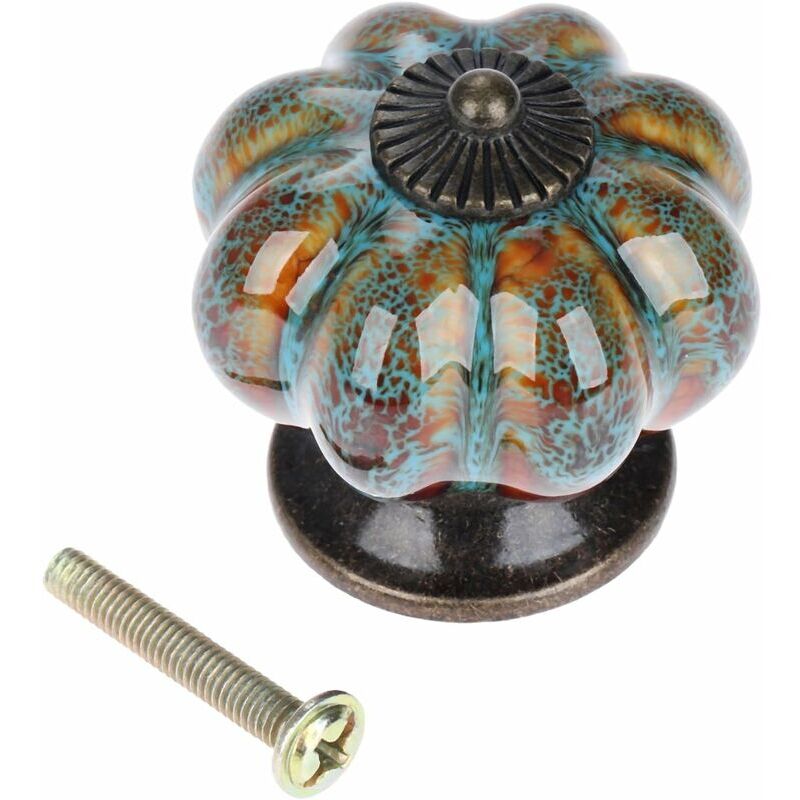 foto del prodotto pomello per porta in ceramica design zucca antica per armadi, credenze, cassettiere, maniglie per mobili da cucina 10 pezzi, blu 