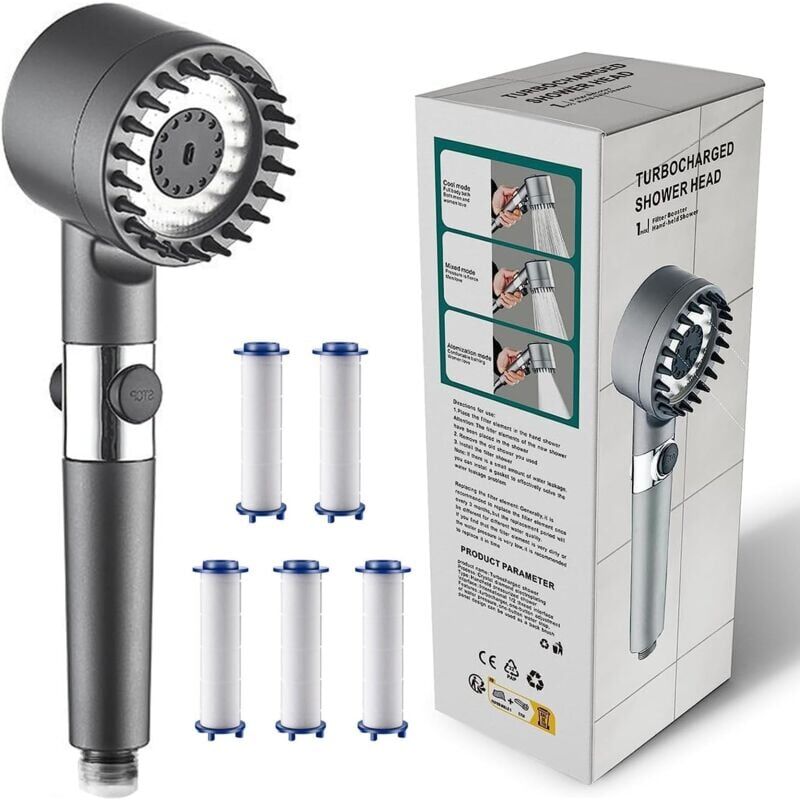 foto del prodotto pommeau de douche multifonction haute pression,3 modes,douchette haute pression, conomie d eau, pommeau de douche augmentant la pression,douche de