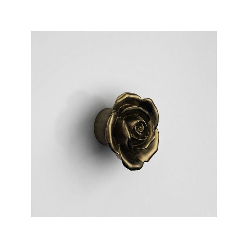 foto del prodotto pomolo antico a forma di rosa effetto bronzo