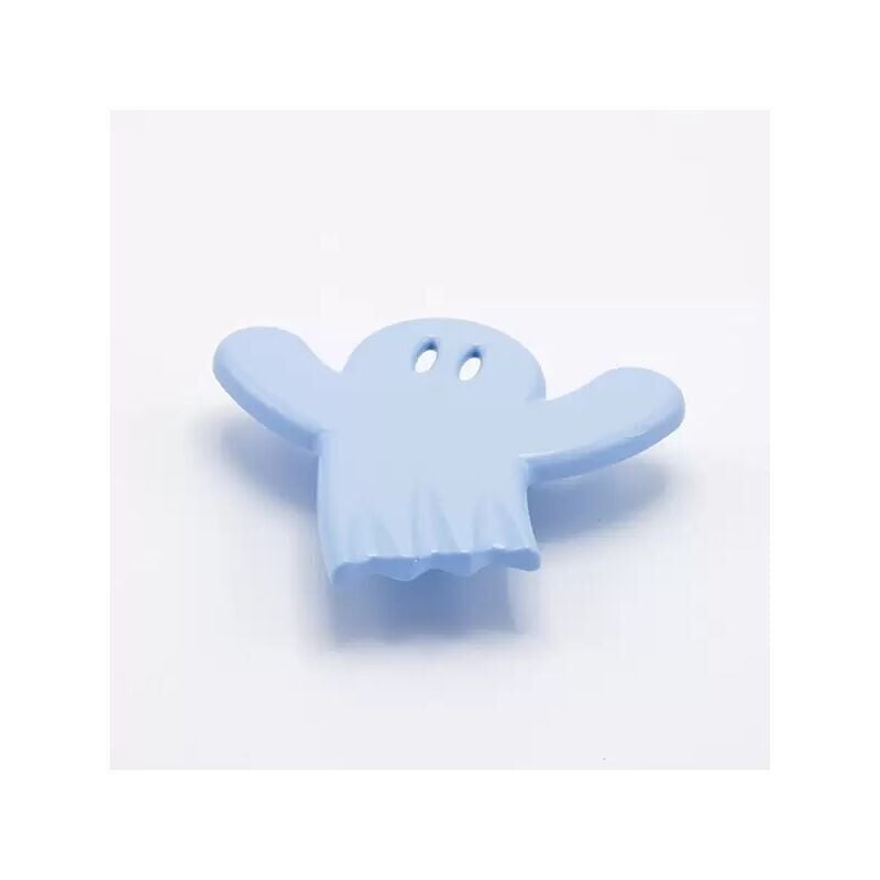 foto del prodotto pomolo azzurro a forma di fantasmino in goffrato fine 100x92x22mm 427 fanta