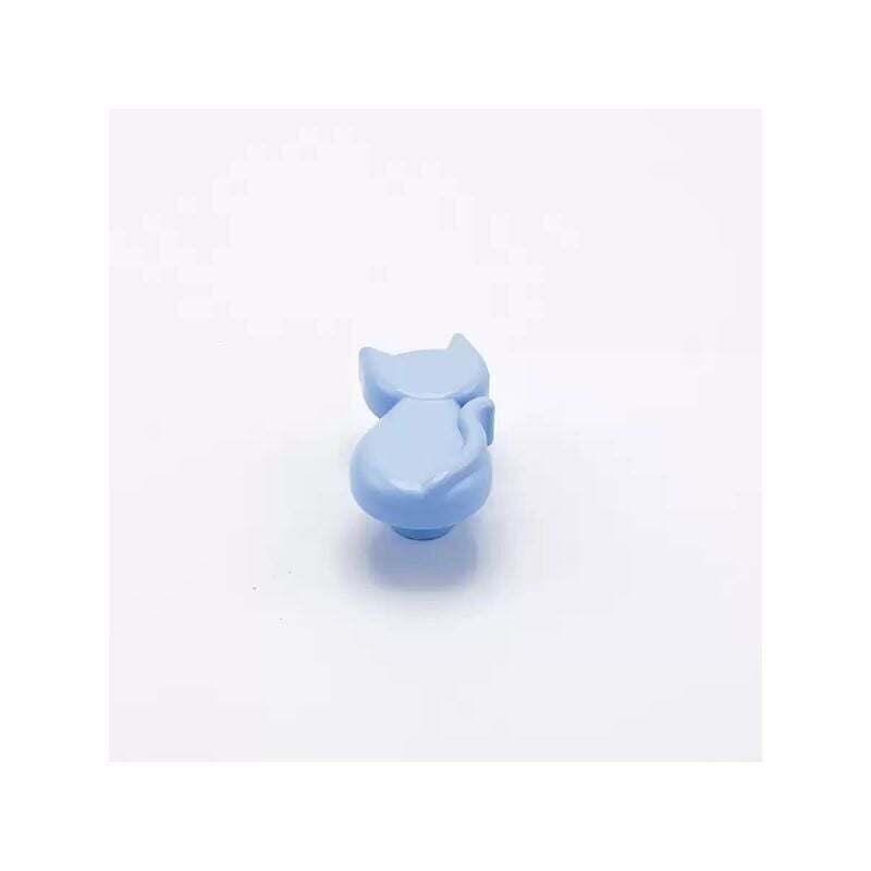 foto del prodotto pomolo azzurro a forma di gatto in goffrato fine 27x56x24mm 427g animalier