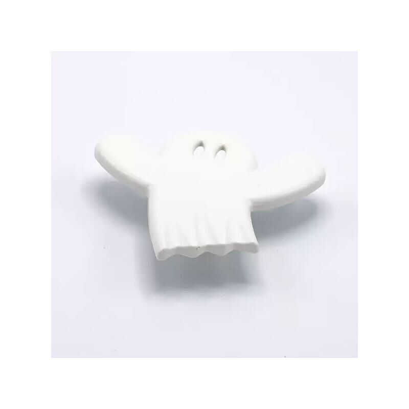 foto del prodotto pomolo bianco a forma di fantasmino in goffrato fine 100x92x22mm 427 fanta