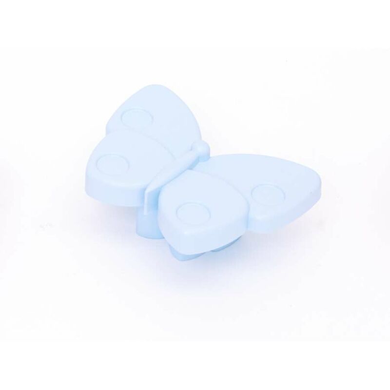 foto del prodotto pomolo farfalla in plastica azzurro 71 x 53 mm