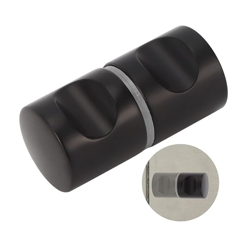 foto del prodotto pomolo per porta doccia in lega di alluminio nero, maniglia per porta doccia, maniglia rotonda per porta doccia, maniglia per porta doccia per la