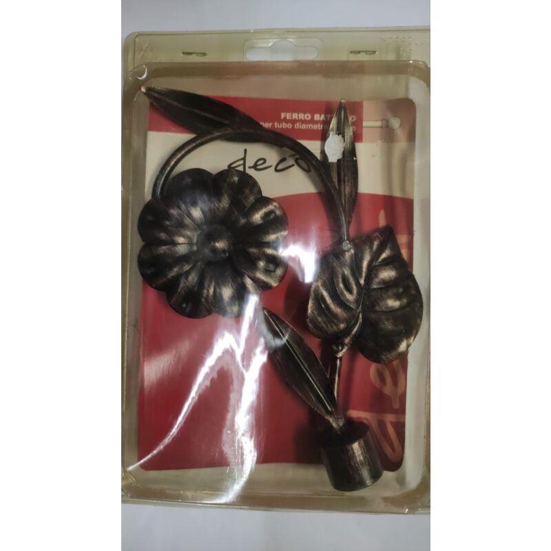 foto del prodotto pomolo per tende a foglia fioredestro nero rosso decor