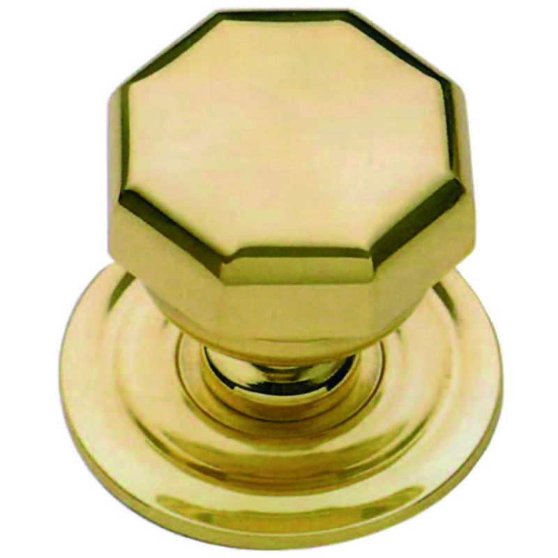 foto del prodotto pomolo prestige ottagonale per portoncino in ottone lucido mm.70