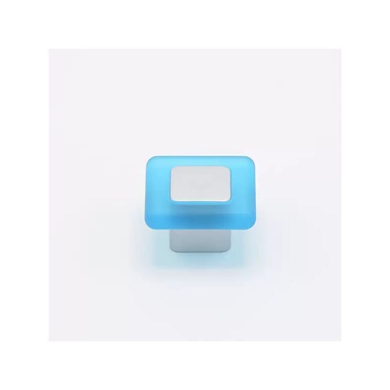 foto del prodotto pomolo quadrato satinato con rivestimento azzurro 36x36x21mm 024q forma