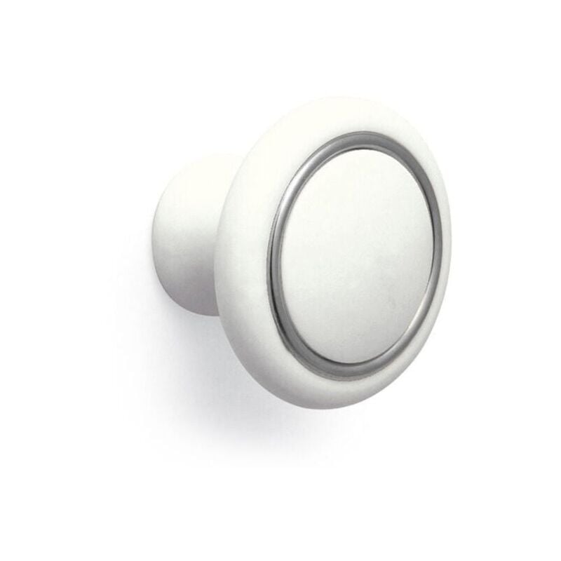 foto del prodotto pomolo tondo bianco con anello cromo 35x26mm 026 ring