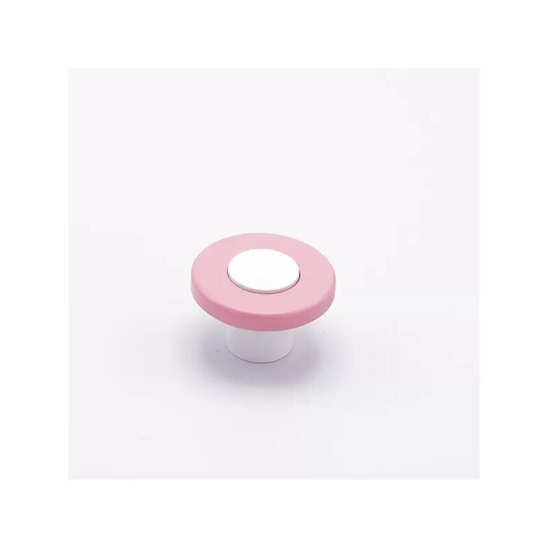 foto del prodotto pomolo tondo di colore rosa in goffrato fine incastonato su base bianca 40x25mm 414h wheel