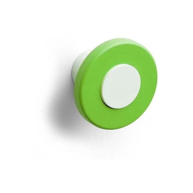 foto del prodotto pomolo tondo di colore verde in goffrato fine incastonato su base bianca 40x25mm 414h wheel