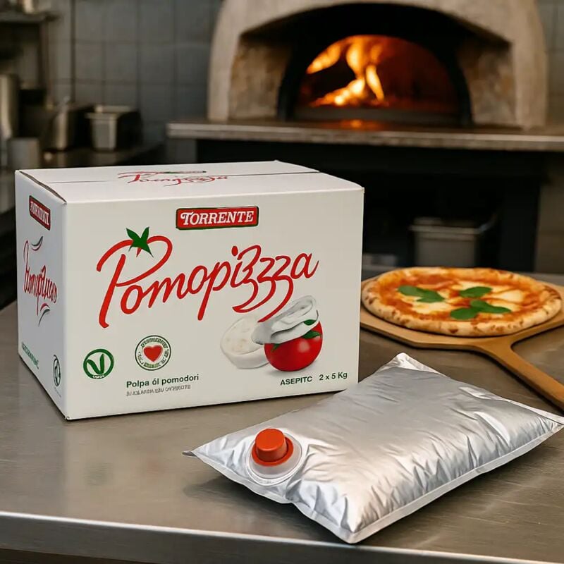 foto del prodotto pomopizza la torrente 2x5kg polpa di pomodoro pizza professionale aseptic bag