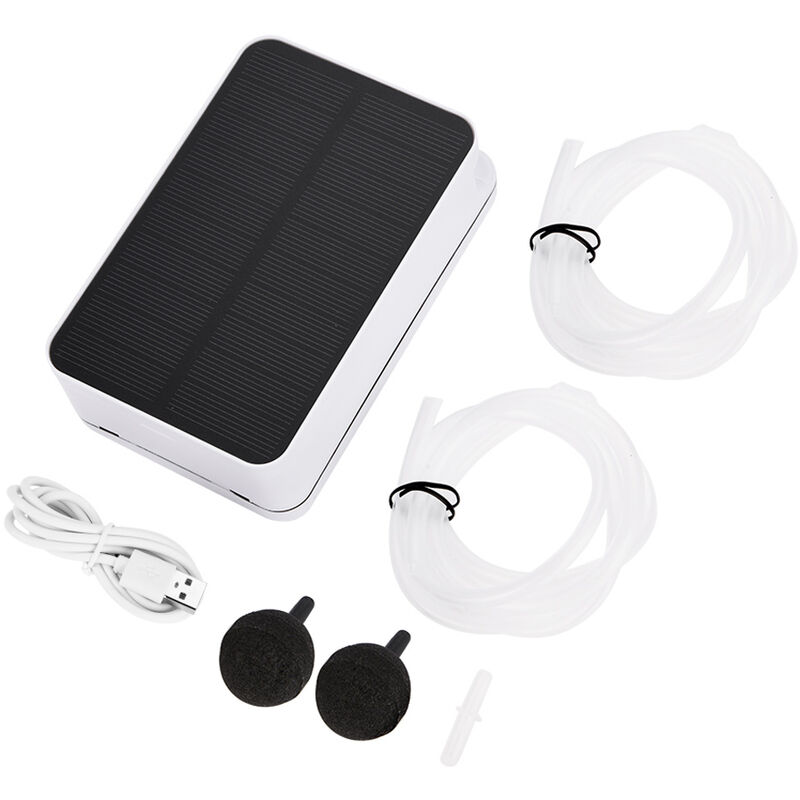 foto del prodotto pompa ad aria ad energia solare pompa ad aria per acquario stagno da giardino volume d aria 0,3 l min pannello solare 5 v 1,45 w dimensioni 13 x 8 x