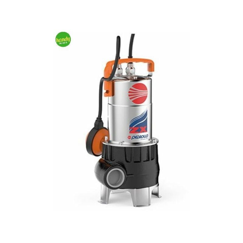 foto del prodotto pompa da drenaggio pedrollo zxm 1a 40 vortex 5mt con girante vortex acqua molto sporca monofase automatica con galleggiante sommersa per acque