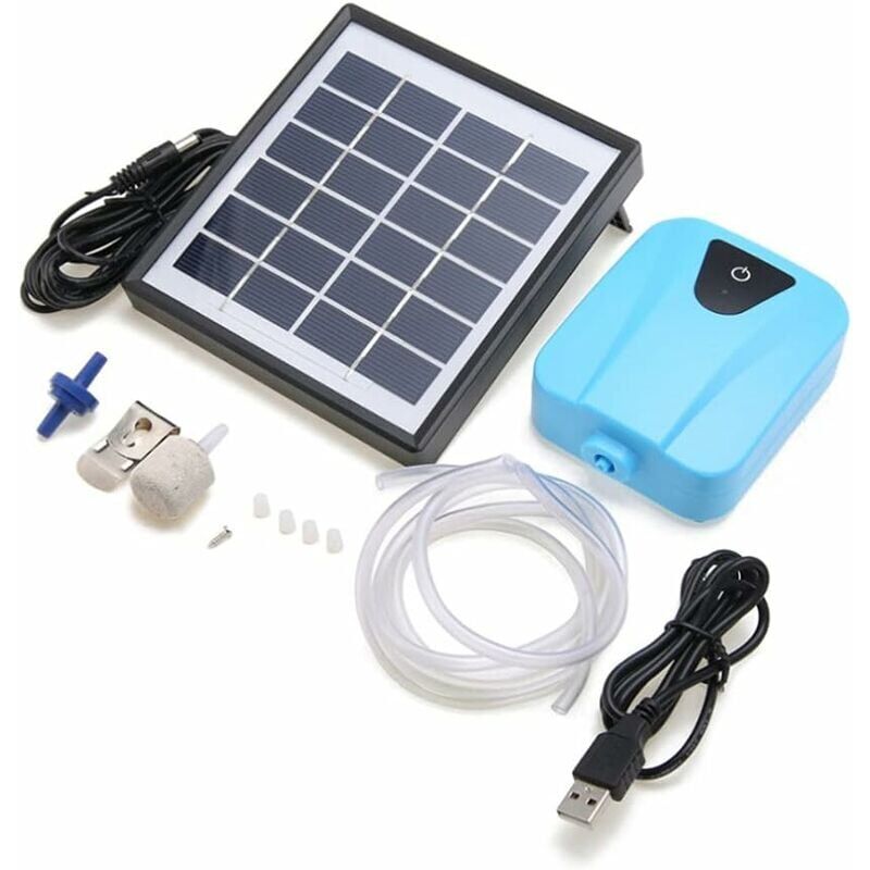 foto del prodotto pompa di ossigeno per aeratore solare per laghetto, pompa dell aria per laghetto da giardino, acquario blu 