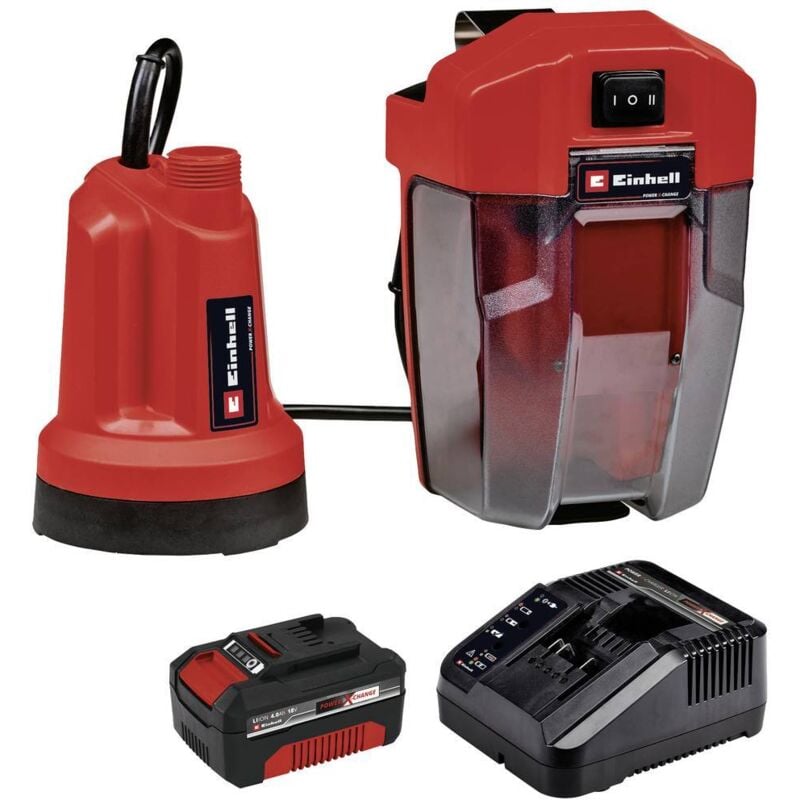 foto del prodotto pompa di svuotamento senza fili einhell ge-sp 18 ll li (1x4,0 ah) pxc - pompa per acqua chiara, portatile, 18v, 4500 l/h, con batteria e