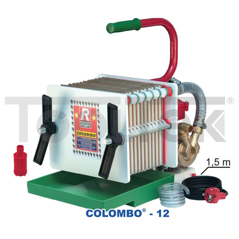 foto del prodotto pompa elettrica filtro vino a piastre e cartoni rover colombo12