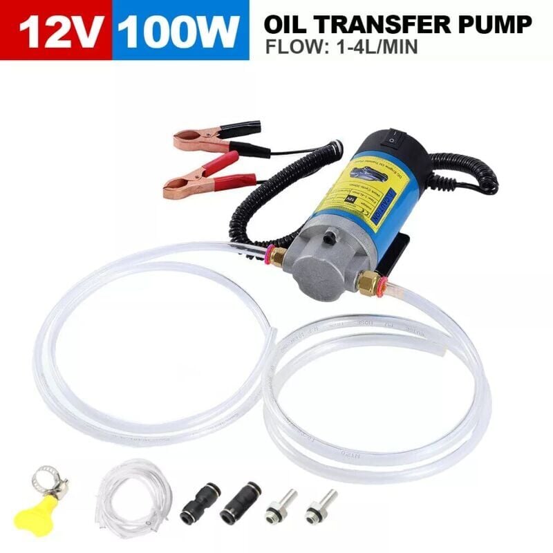 foto del prodotto pompa elettrica per olio diesel da 12 v e 100 w, pompa per cambio olio motore, pompa di trasferimento, pompa di scarico olio, a basso rumore, dotata