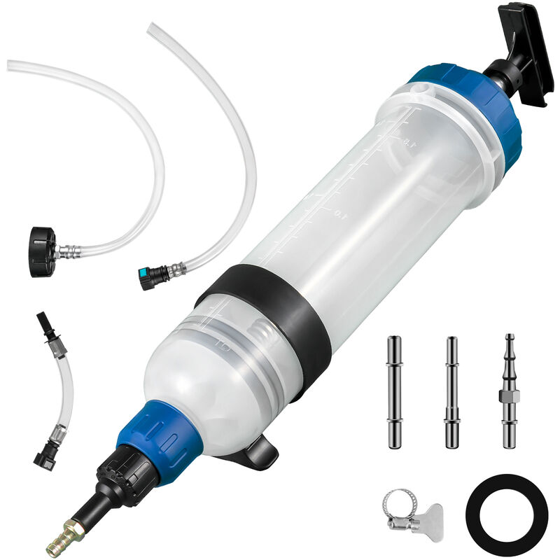 foto del prodotto pompa estrazione olio motore, 1.5l estrattore fluido in abs pa, pompa a siringa fluida adattatori, estrattore di fluido, maniglia ergonomica, pompa