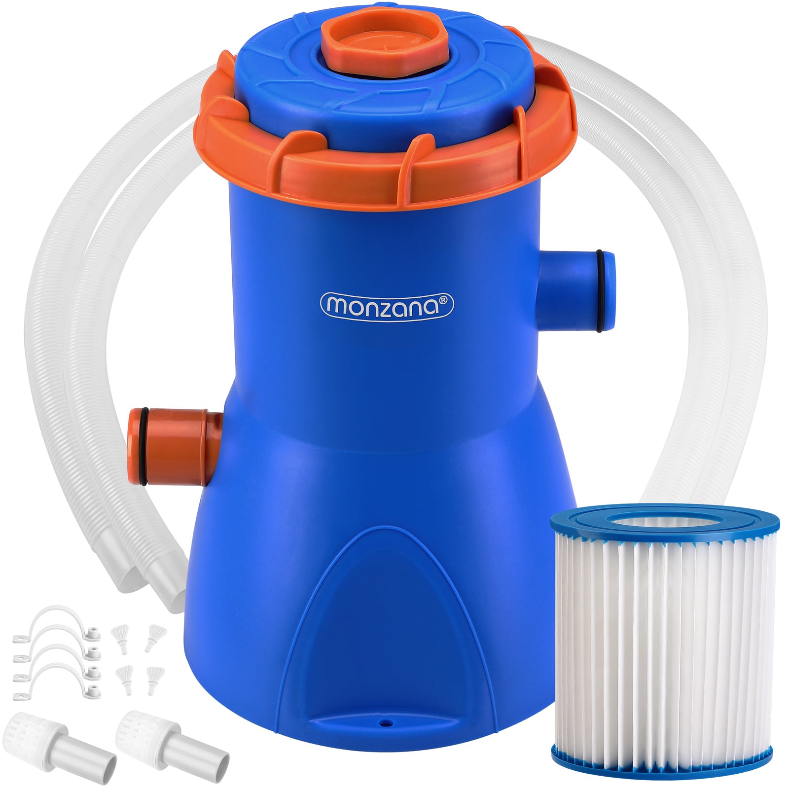 foto del prodotto pompa filtro per piscina mzp30 blu arancio 2280l h incl 11 filtri