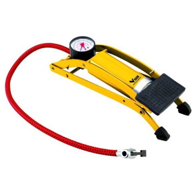 foto del prodotto pompa gonfiaggio per cicli a pedale vigor con manometro cilindro diam 54x120 mm